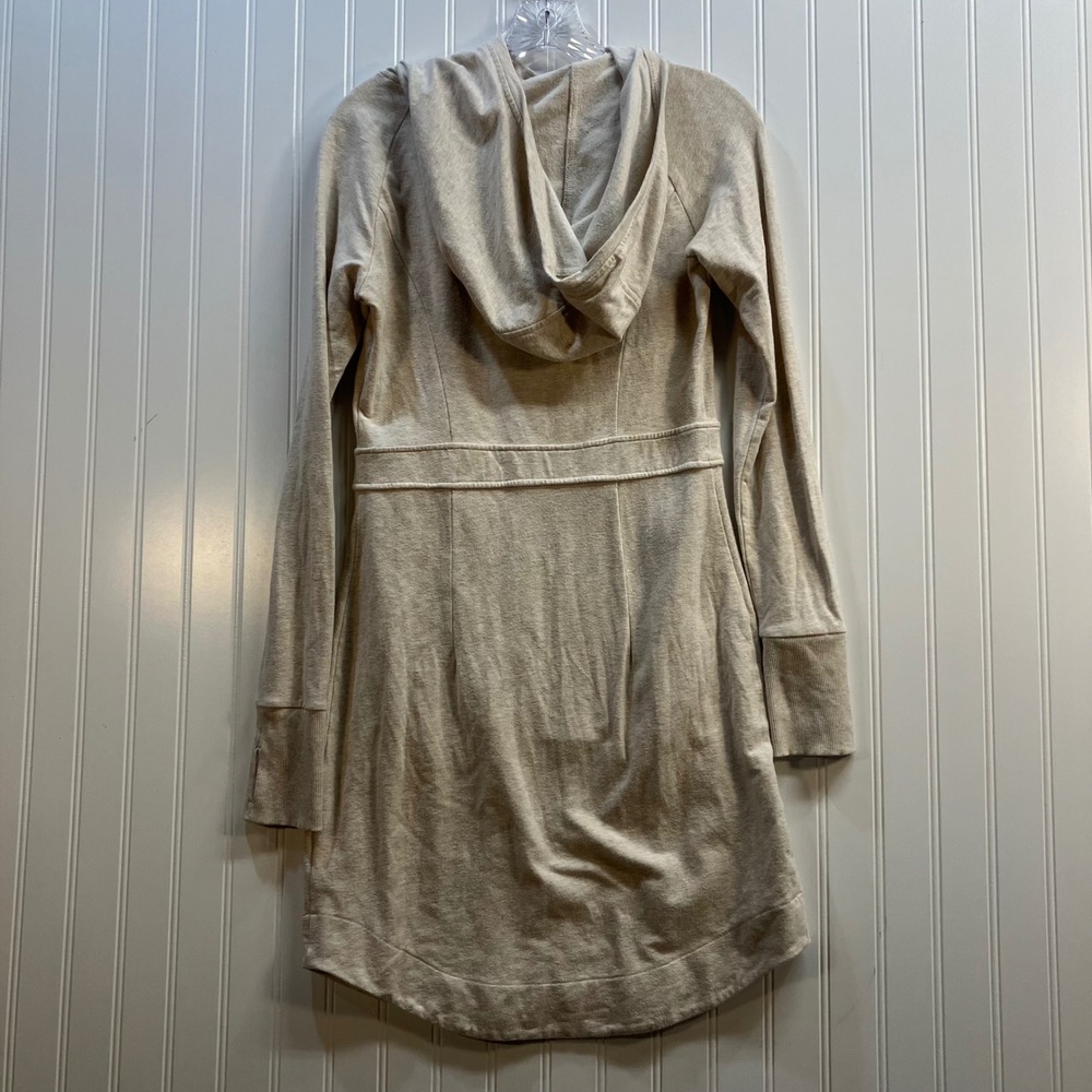 Athleta Power Down Active Hooded Yoga Dress Oatmeal Heather Beige  Thumbhole XS - Picture 3 of 11